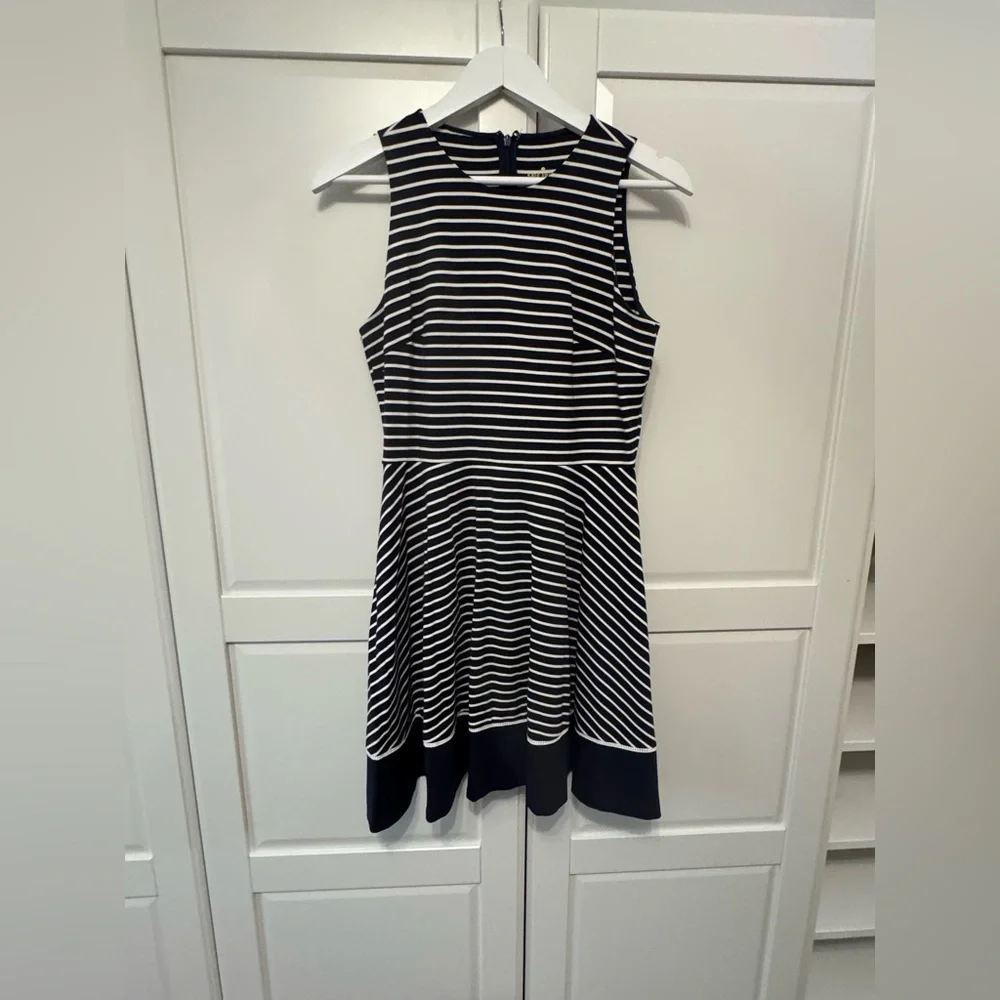 Kate Spade‎ Broome Street Stripe Ponte Fit and Flare Navy and White Dress Sz:6